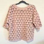 Bobeau  blush pink top, crochet knit style oversized boxy cut pullover, size M Photo 6