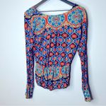 Free People  Falling for You Blue Boho Top Size M Photo 3