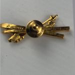 Skis Poles Clear Rhinestone Gold Tone Lapel Pin Tie Tack Skier Ski Avon Jewelry Photo 5