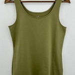 J.Jill Size M Perfect Tank Olive Green Cotton Blend Sleeveless Casual Layering Photo 0