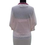 Cache Pink Knit Peek A Boo Faux Wrap Top New Metallic Kissed Plunging V NWT $118 Photo 3
