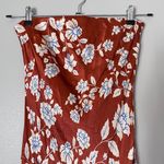 Bec & Bridge Blossom Strapless Satin Floral Cowl Back Maxi Dress Rust Red Photo 3