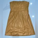 ZARA  Blogger Fav Caramel Color Faux Leather Strapless Mini Dress Photo 6