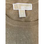 Michael Kors Metallic Knit Tank Top Gold Sparkle Sheer Mesh Women's Size M Photo 2