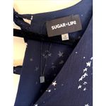 Sugar Lips  Navy Blue Allover Celestial Star Vneck Bow Mini Dress Medium NWOT NEW Photo 5