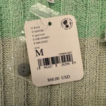 Free People  NWT Flirt Cardi‎ Short Sleeve Sweater Green Cream Stripe Size Medium Photo 6