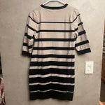 Calvin Klein Vtg Striped Knit Sweater Dress XL Black Beige Photo 9
