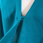 Three Eighty Two  Griffin teal green faux wrap top size large Photo 2