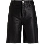 frame denim Frame High Rise Black Lamb Leather Bermuda Shorts Size 25 New Photo 0