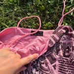 Urban Outfitters  Mini Dress Womens Small Pink Mesh Newspaper Print Sweetheart Photo 2