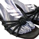ZARA  Kitten Rhinestone Heel Black Strappy Knot Sandals 7.5 Wedding Cruise Resort Photo 3