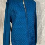 Peter Martin Woman Bright Blue Zipper Front Sweater Jacket Quilted Ribbed Sz 1X Photo 0