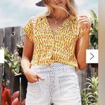 Maeve Anthropologie Picnic Button Down Pineapple Print Shirt, Sz L Yellow Size L Photo 0
