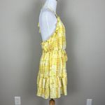 Majorelle Revolve Baker Mini Dress Medium Yellow Tie Dye Halter Tiered Ruffle M Photo 6