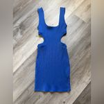 ZARA  Ribbed Mini Dress Cutout Party Club Blue Medium Photo 1