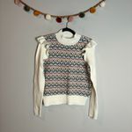 Loft  Geo Jacquard Ruffle Mock Neck Sweater Photo 1