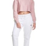 Champion XS Pink/Beige Reverse Weave Cropped Cut-Off Crew Photo 4