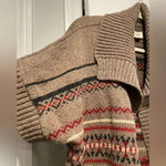 Sonoma Brown Striped Short Sleeve Knit Open Front Cowl Neck Cardigan Size XL Photo 1