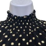 Yumi Kim  Black Gold Polka Dot Lexington Top High Ruched Neck Long Sleeve Office Photo 2