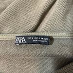 ZARA Olive Green Fitted Hem Cropped Jersey Knit Sweatshirt Photo 8