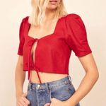 Reformation Red Linen Ina Top Photo 1