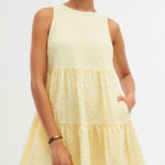 Abercrombie & Fitch  Seersucker Trapeze Tiered Mini Dress in Light Yellow Size‎ S Photo 0