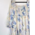 ARITZIA Wilfred Dress Blue Tempest Mini Smocked Puffed Floral Babydoll Boho XS Photo 7