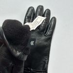 Isotoner Vintage Aris  butter soft black leather gloves with knot detail Photo 7