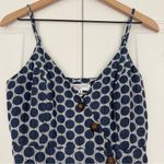 Waverly Grey Button Down Eyelet Circle Pattern Mini Dress Adjustable Spaghetti S Blue Photo 2
