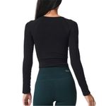 New NUX Gray Long Sleeved Cropped Workout Top Yoga Athletic Size XL X Photo 3