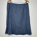 Talbots  Blue Wool Herringbone Skirt Suit Blazer & Skirt Set Size 14 Photo 5