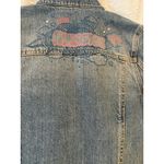 Hollister Y2K HCO Denim Jacket Follow The Sunset Graffiti LOVE Ladies Small Read Photo 7