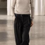 ZARA  ZW COLLECTION DARTED MINIMALIST WOOL BLEND TROUSERS DARK BROWN Size L NEW Photo 5