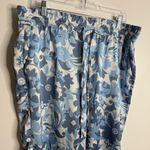 VERO MODA NWT Blue & White Floral Wide Leg Pants Elastic Waist Silky Feel XL Photo 7