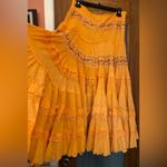 Angel Nina Vtg Bright Orange Embellished Layered Ruffle Midi Skirt Photo 3