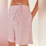 Free People NWT  Pucker Check Wrap Shorts pink tulle Large Photo 2
