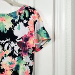 Pinkblush  Maternity Dress Women’s L Navy Neon Floral Print Fitted Short Sleeve Photo 4