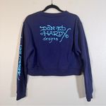 Ed Hardy  Blue Cropped Graphic Sweatshirt Womens L Fish Skater Casual Cozycore Photo 2