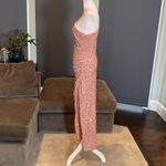Women’s One Shoulder Pink Sequined Formal Prom Dress Long Leg Slit Size S NWOT Photo 5