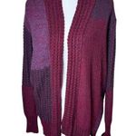 Urban Outfitters Ecote Patchwork Maroon Open Drap Cardigan Sweater Size Medium Photo 0