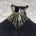 Almost Famous black halter dress gold beaded neck cocktail party holiday Medium Photo 5