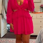 Privy Provy Hot Pink Long Sleeve Cut Out Mini Dress Photo 0