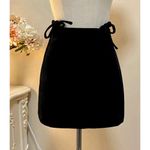 ZARA Black velvet mini Aline skort with bow tie details and heart patch Photo 6
