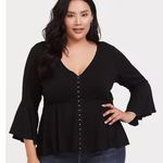 Torrid  Black Stretch Challis Bell Sleeve Midi Top Size 00 M/L 11945521 Photo 0