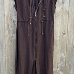 SHERRY TAYLOR Brown Ramie Rayon belt Slit Zip Hooded Dress Size‎ Large Fall Size 14 Photo 0