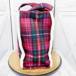 Victoria's Secret Victoria’s Secret Plaid Flannel Faux Sherpa Tote Bag Pink Green Large Photo 2