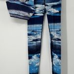 Wear It To Heart Athletic Yoga Workout Set Blue Waves Leggings Padded Bra Top XS Photo 0