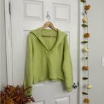 Free People Lime Green V-Neck Sweater Photo 3