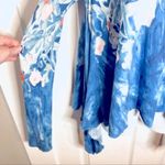 Anthropologie  Meadow Rue Floral Watercolor Linen Top Scarf Hem Blue Orange S Photo 7