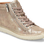 Söfft Annaleigh High Top Sneaker Shoes Womens Gold Tan Lace Up Side Zip Leather Size 7.5 Photo 0